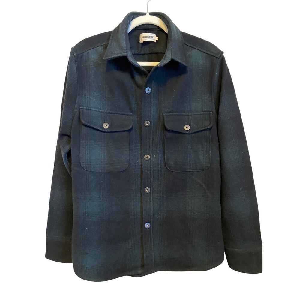 Taylor Stitch Plaid Wool Blend Shirt Jacket Men Size 38 Small Maritime‎